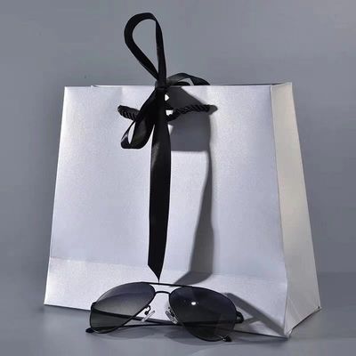 100g Matt Laminated Printed Grosgrain Ribbon Handle Paper Shopping Bags