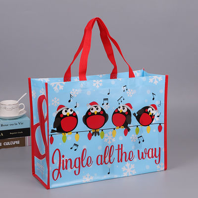 Blue Color Cartoon Animal Prints Non Woven Grocery Bags , Non Woven Cloth Bags