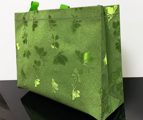 60gsm Green And Shinning Non Woven Fabric Carry Bags