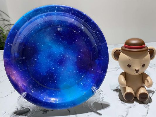 Blue Starry Sky Round Hot Stamping Thanksgiving Paper Plates