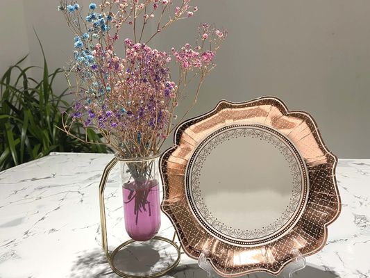 9inch White Golden Metallic Striped Round Disposable Paper Plate