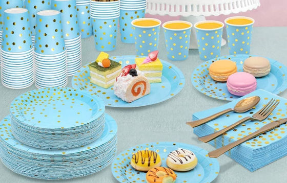 Blue Color Biodegradable Festival Party Paper Plates