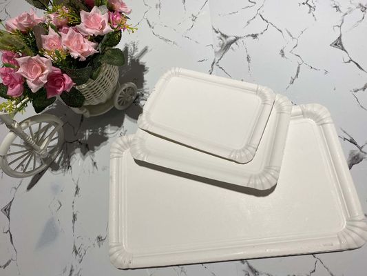 250gsm Offset Printing Sustainable Square White Paper Plates , Party Paper Plates