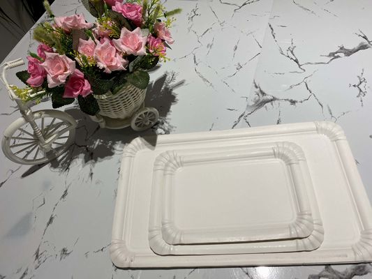 250gsm Offset Printing Sustainable Square White Paper Plates , Party Paper Plates