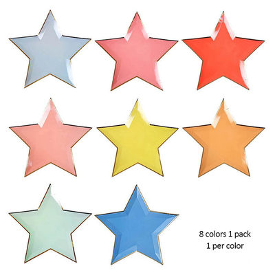 Multi Color Pentagram Disposable Paper Plate , Birthday Paper Plates