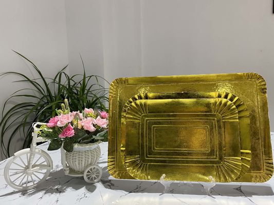 Biodegradable Gold Square 10 Inch Paper Plates For Wedding