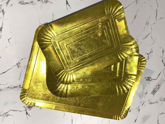 Biodegradable Gold Square 10 Inch Paper Plates For Wedding