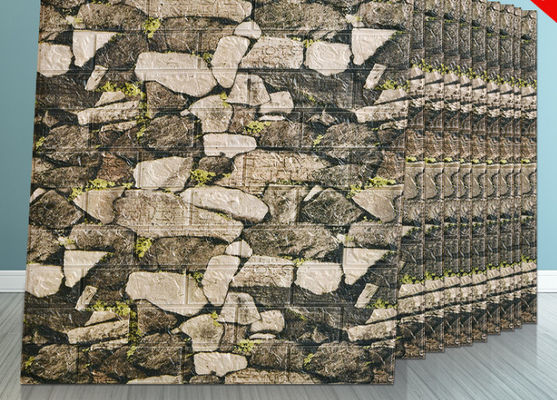 50*50CM Moistureprooof 3D PE Foam Wallpaper , 3D Wall Foam Stickers For Office Building