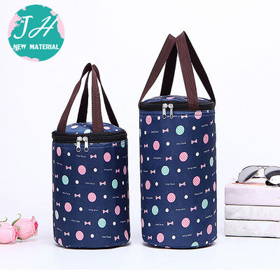 Blue Cylinder Fresh Food Insulated Lunch Cooler Bags , Large Cool Bags For Food