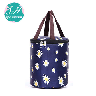 Blue Cylinder Fresh Food Insulated Lunch Cooler Bags , Large Cool Bags For Food