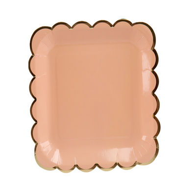 250gsm Biodegradable Laciness Disposable Paper Plate , Compostable Paper Plates