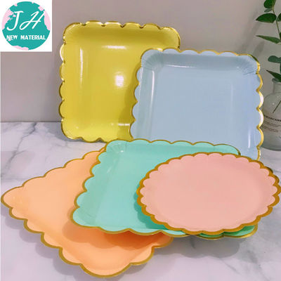 250gsm Biodegradable Laciness Disposable Paper Plate , Compostable Paper Plates
