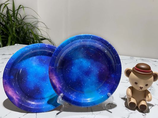 Disposable Starry Sky 9 Inch Coated Paper Plates For Kid Party